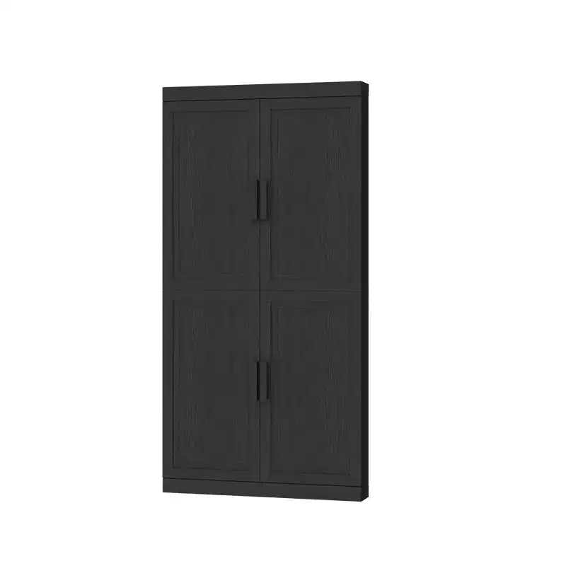 Modern Solid Wood 4 Doors Corner Storage Cabinet Efficient Storage for Home Cornei Libing Room Black