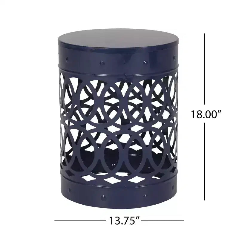 Cylindrical End Table,Side Table, Overlapping Circle Pattern Bedside Table For Living Room
