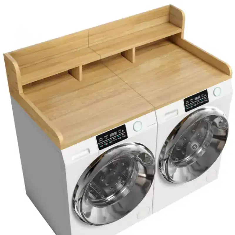 Washer Dryer Countertop,Laundry Wood Shelf Topper,Depth Double Layer Organizer for Dryer Laundry Hamper Counter Storage Organization