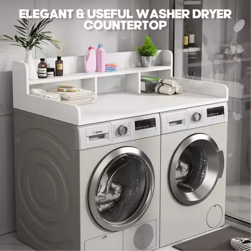 Washer Dryer Countertop,Laundry Wood Shelf Topper,Depth Double Layer Organizer for Dryer Laundry Hamper Counter Storage Organization