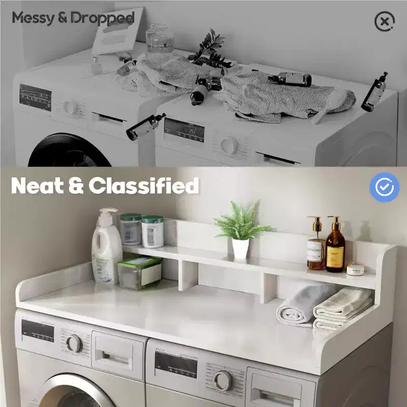 Washer Dryer Countertop,Laundry Wood Shelf Topper,Depth Double Layer Organizer for Dryer Laundry Hamper Counter Storage Organization
