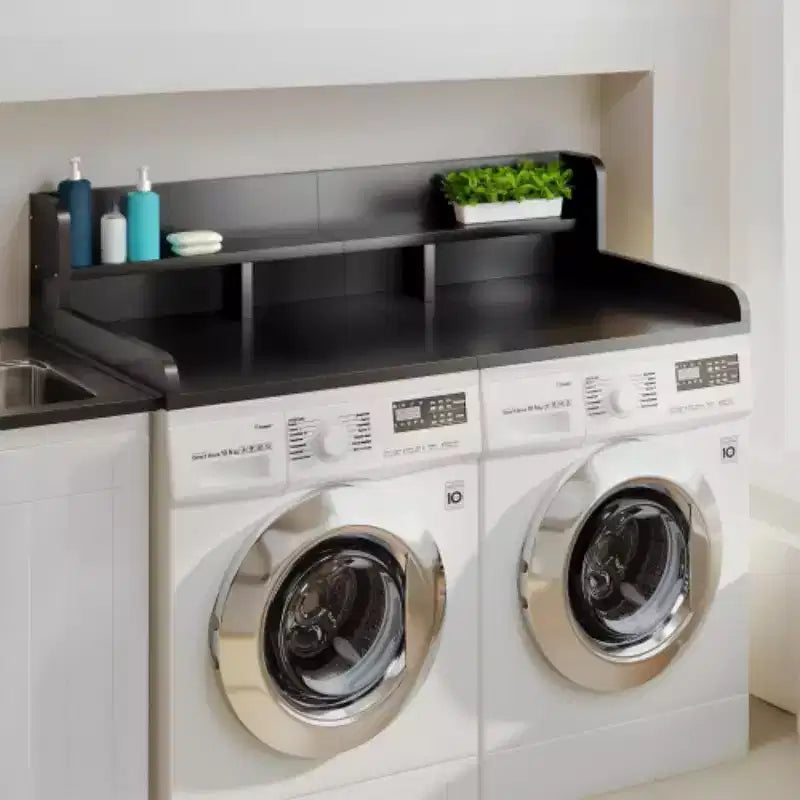 Washer Dryer Countertop,Laundry Wood Shelf Topper,Depth Double Layer Organizer for Dryer Laundry Hamper Counter Storage Organization