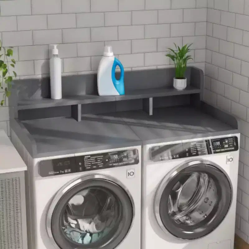 Washer Dryer Countertop,Laundry Wood Shelf Topper,Depth Double Layer Organizer for Dryer Laundry Hamper Counter Storage Organization