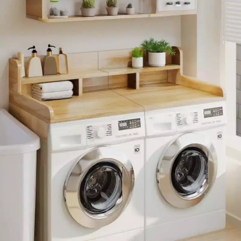 Washer Dryer Countertop,Laundry Wood Shelf Topper,Depth Double Layer Organizer for Dryer Laundry Hamper Counter Storage Organization