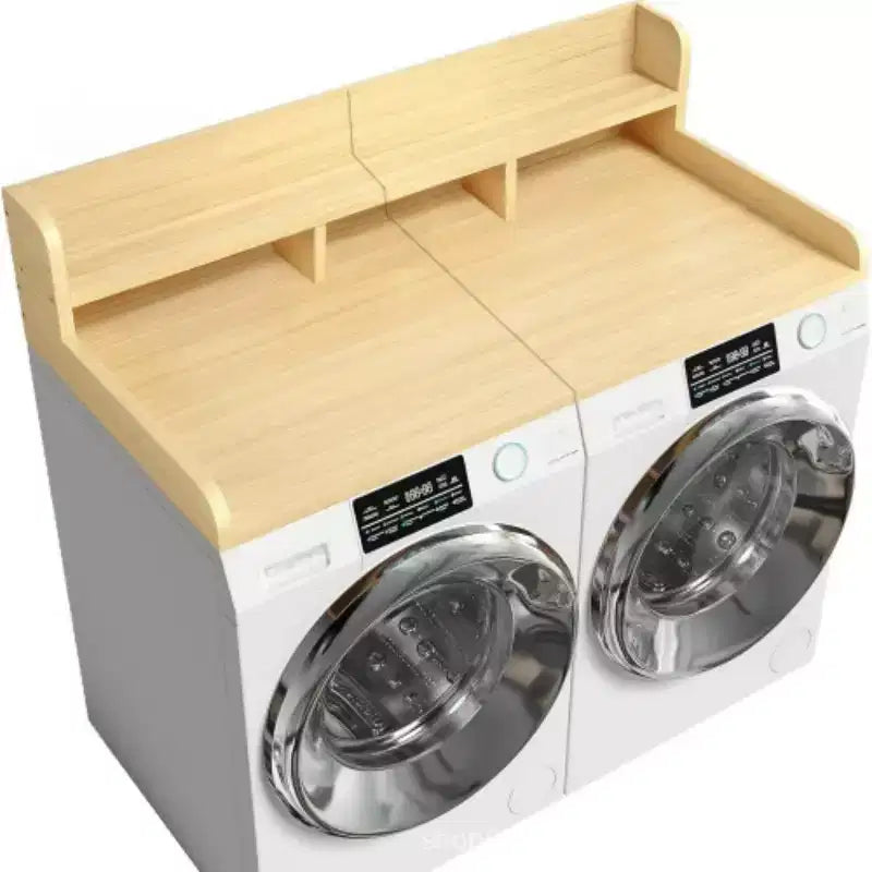 Washer Dryer Countertop,Laundry Wood Shelf Topper,Depth Double Layer Organizer for Dryer Laundry Hamper Counter Storage Organization
