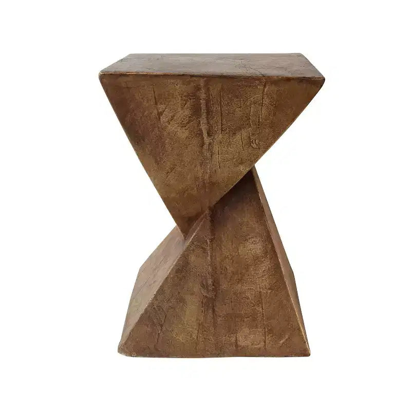 1 Pack Sculptural Hourglass Side Table, Artisan Wood-Like End Table for Living Room, Patio