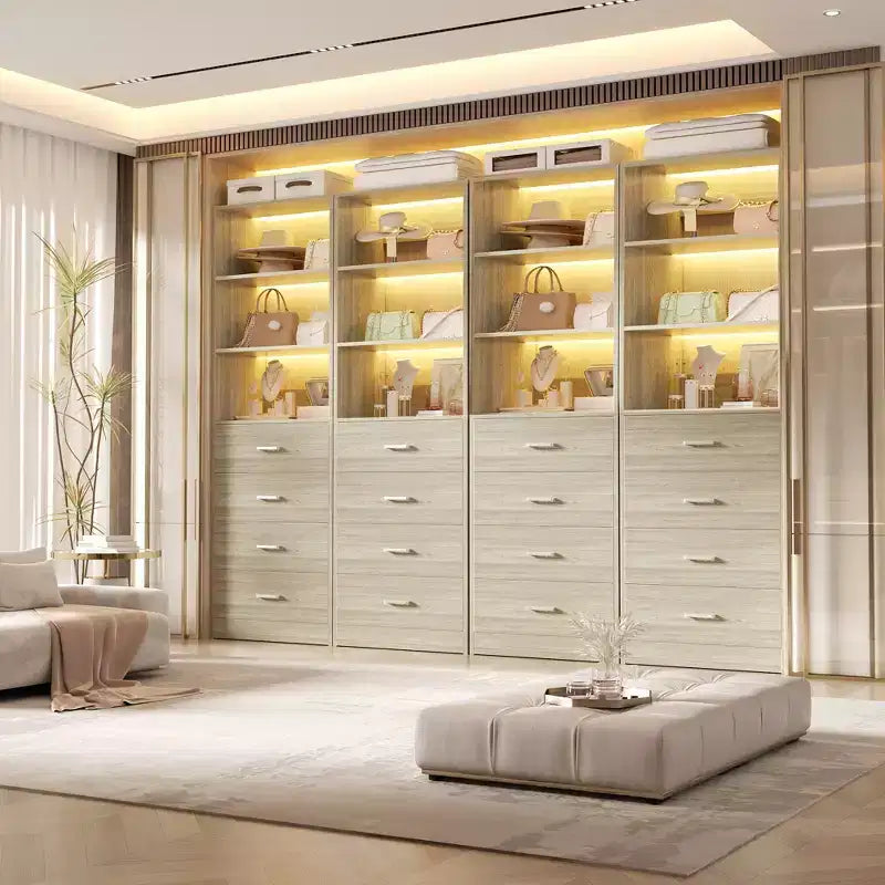 Closet Organizer System with Wood Drawers and Shelves