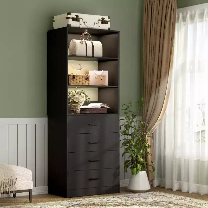 Closet Organizer System with Wood Drawers and Shelves