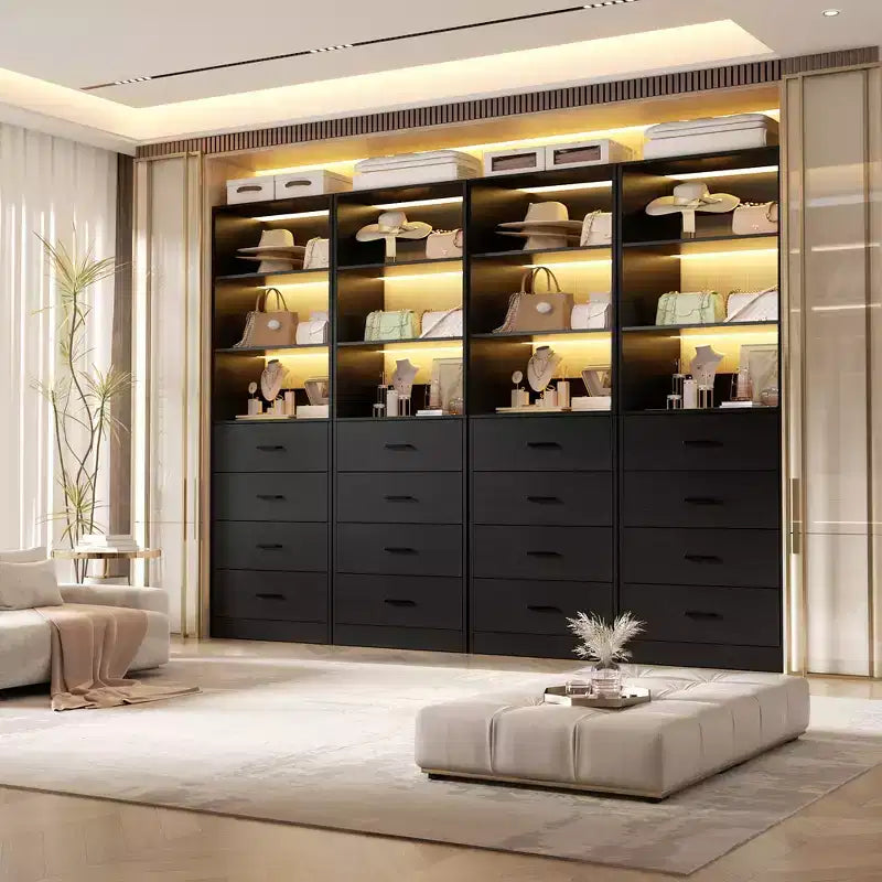 Closet Organizer System with Wood Drawers and Shelves