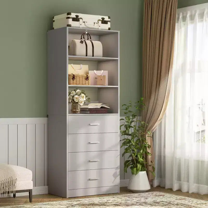 Closet Organizer System with Wood Drawers and Shelves
