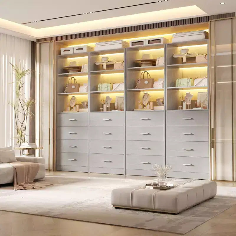 Closet Organizer System with Wood Drawers and Shelves