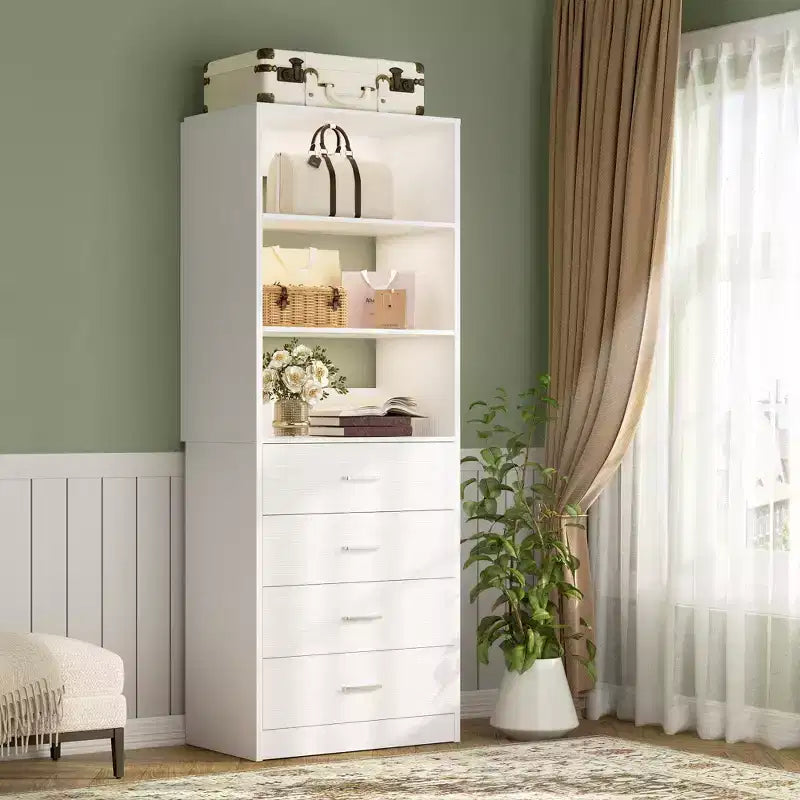 Closet Organizer System with Wood Drawers and Shelves