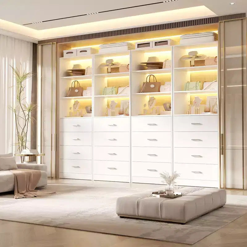 Closet Organizer System with Wood Drawers and Shelves