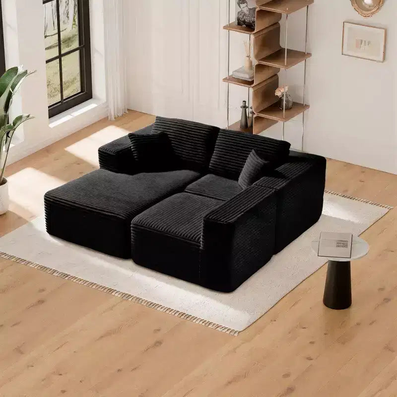 Modular Sectional Sofa with L-Shape Chaise Modern Upholstered Cloud Couches with Throw Pillows for Living Room Bedroom