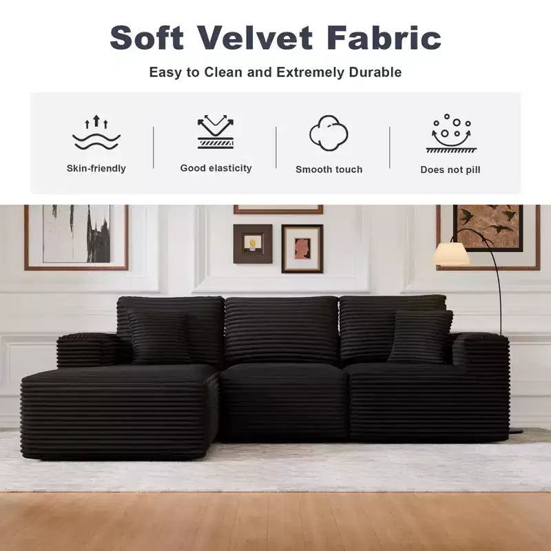 Modular Sectional Sofa with L-Shape Chaise Modern Upholstered Cloud Couches with Throw Pillows for Living Room Bedroom