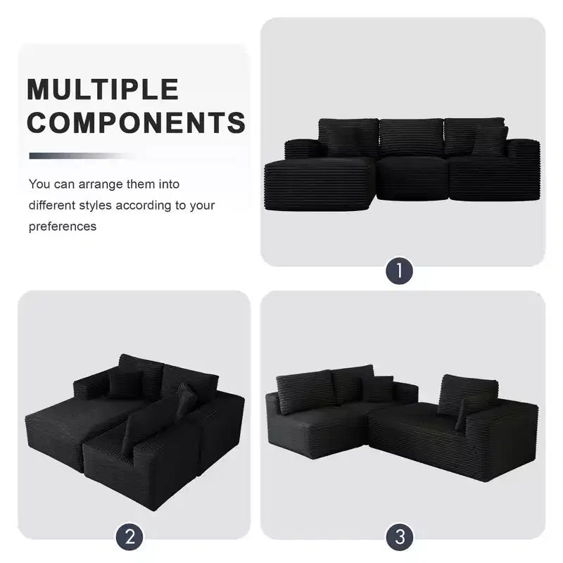 Modular Sectional Sofa with L-Shape Chaise Modern Upholstered Cloud Couches with Throw Pillows for Living Room Bedroom