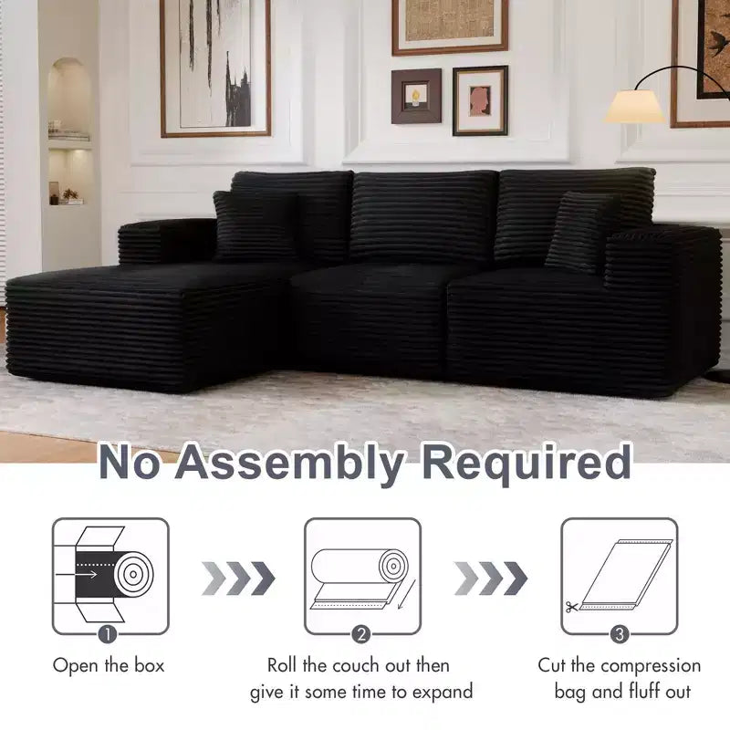 Modular Sectional Sofa with L-Shape Chaise Modern Upholstered Cloud Couches with Throw Pillows for Living Room Bedroom