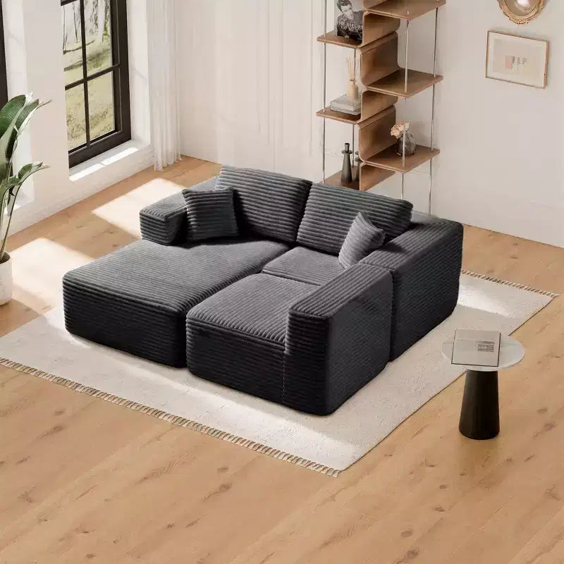 Modular Sectional Sofa with L-Shape Chaise Modern Upholstered Cloud Couches with Throw Pillows for Living Room Bedroom