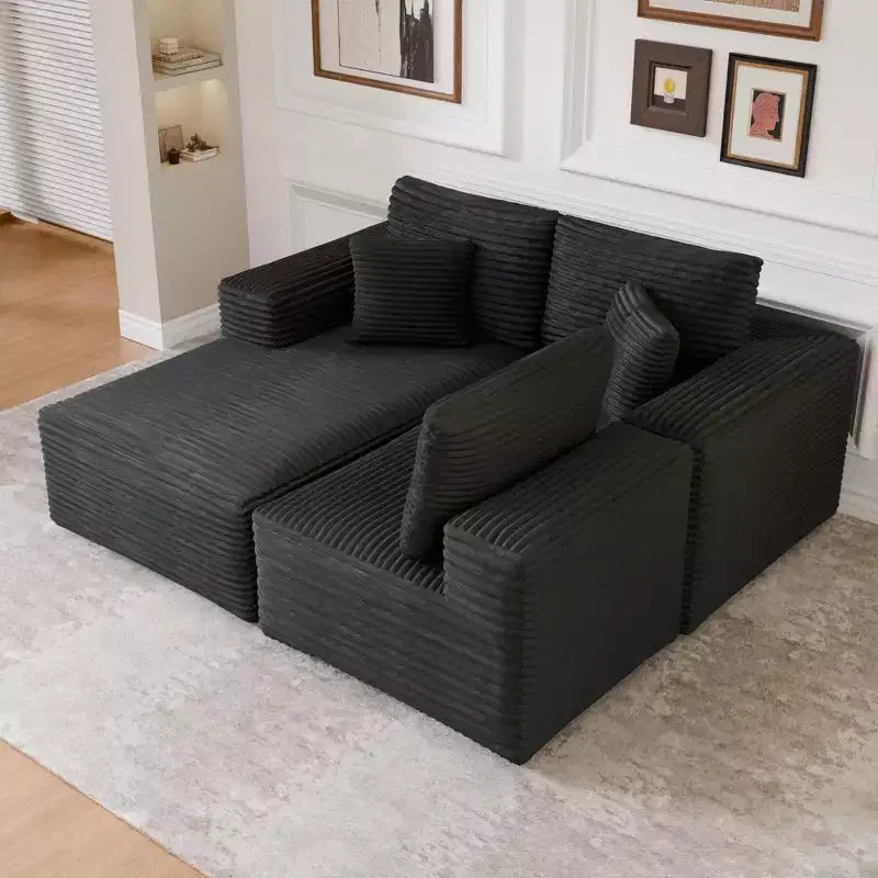 Modular Sectional Sofa with L-Shape Chaise Modern Upholstered Cloud Couches with Throw Pillows for Living Room Bedroom
