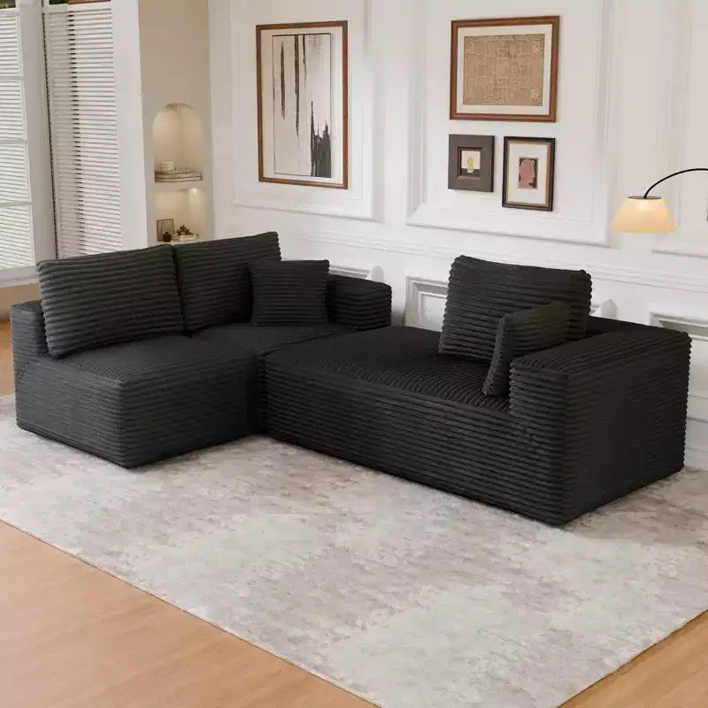 Modular Sectional Sofa with L-Shape Chaise Modern Upholstered Cloud Couches with Throw Pillows for Living Room Bedroom