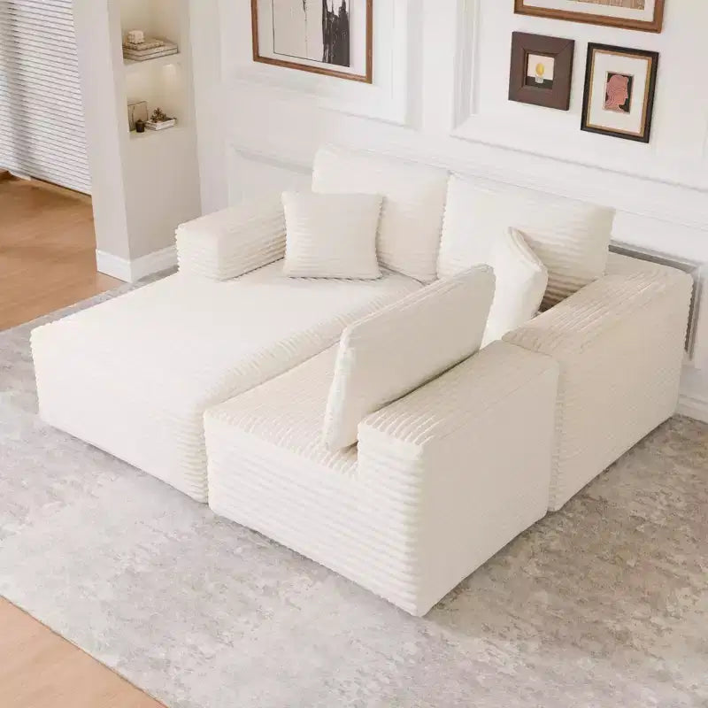 Modular Sectional Sofa with L-Shape Chaise Modern Upholstered Cloud Couches with Throw Pillows for Living Room Bedroom