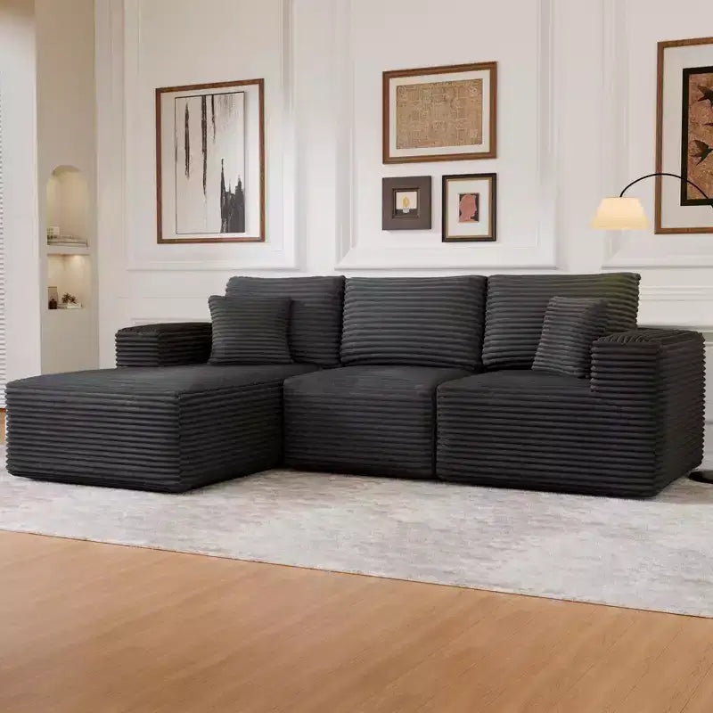 Modular Sectional Sofa with L-Shape Chaise Modern Upholstered Cloud Couches with Throw Pillows for Living Room Bedroom