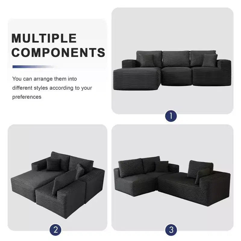 Modular Sectional Sofa with L-Shape Chaise Modern Upholstered Cloud Couches with Throw Pillows for Living Room Bedroom
