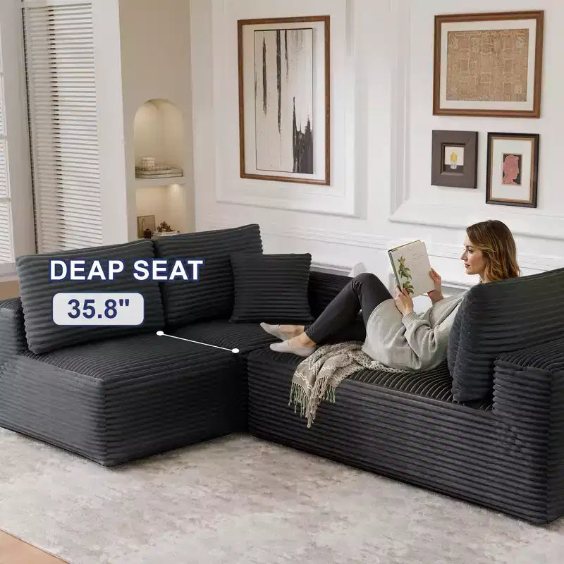 Modular Sectional Sofa with L-Shape Chaise Modern Upholstered Cloud Couches with Throw Pillows for Living Room Bedroom