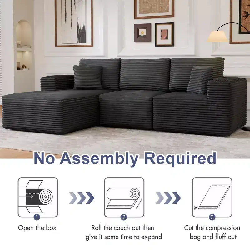 Modular Sectional Sofa with L-Shape Chaise Modern Upholstered Cloud Couches with Throw Pillows for Living Room Bedroom