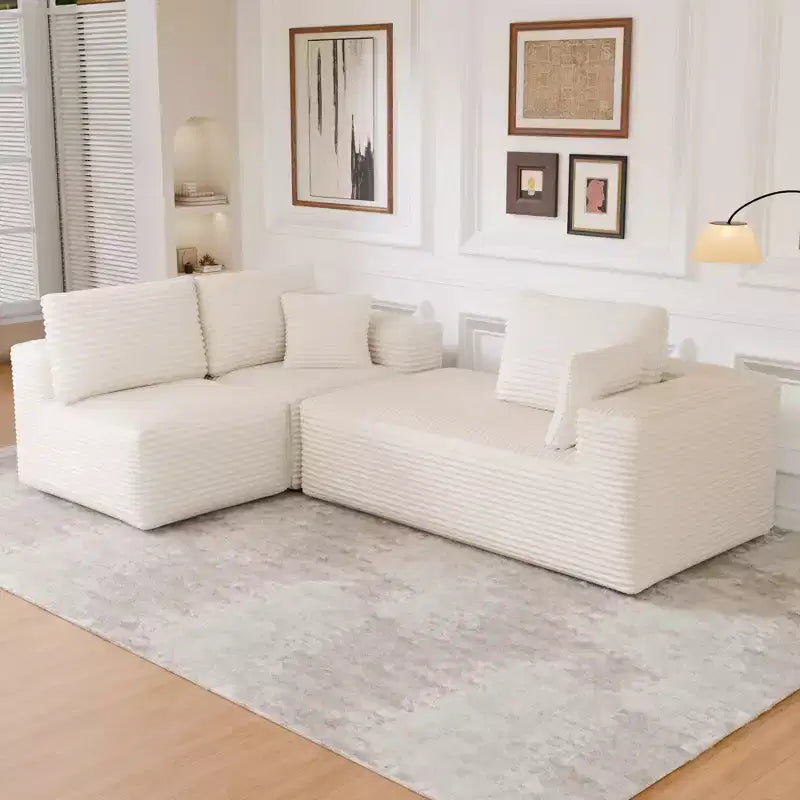 Modular Sectional Sofa with L-Shape Chaise Modern Upholstered Cloud Couches with Throw Pillows for Living Room Bedroom
