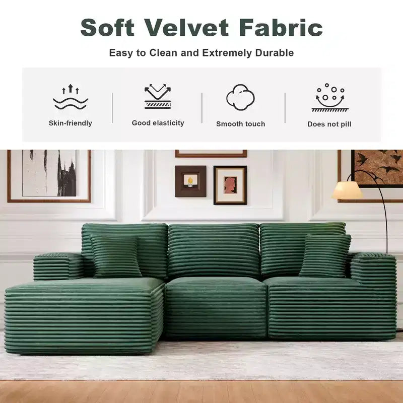 Modular Sectional Sofa with L-Shape Chaise Modern Upholstered Cloud Couches with Throw Pillows for Living Room Bedroom