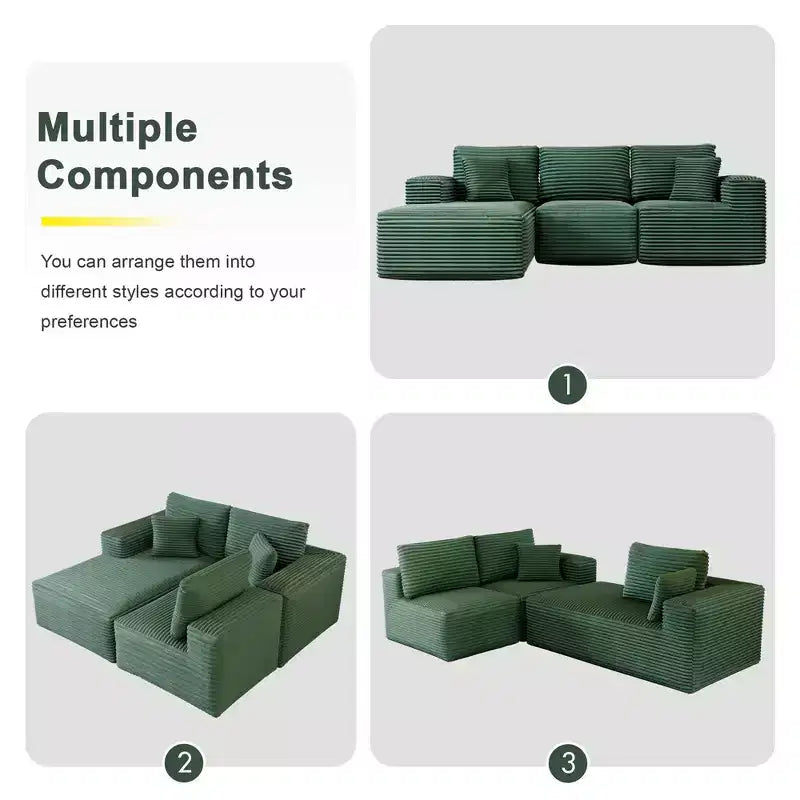 Modular Sectional Sofa with L-Shape Chaise Modern Upholstered Cloud Couches with Throw Pillows for Living Room Bedroom