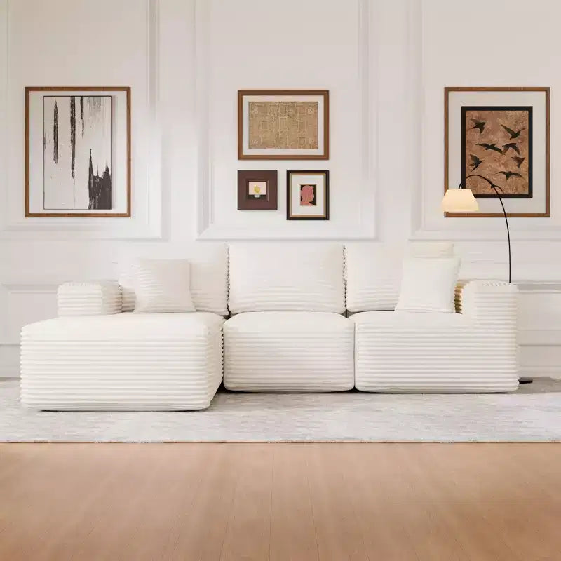 Modular Sectional Sofa with L-Shape Chaise Modern Upholstered Cloud Couches with Throw Pillows for Living Room Bedroom