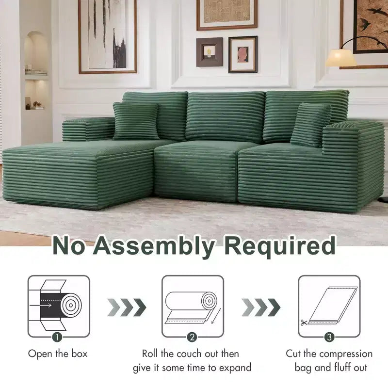 Modular Sectional Sofa with L-Shape Chaise Modern Upholstered Cloud Couches with Throw Pillows for Living Room Bedroom