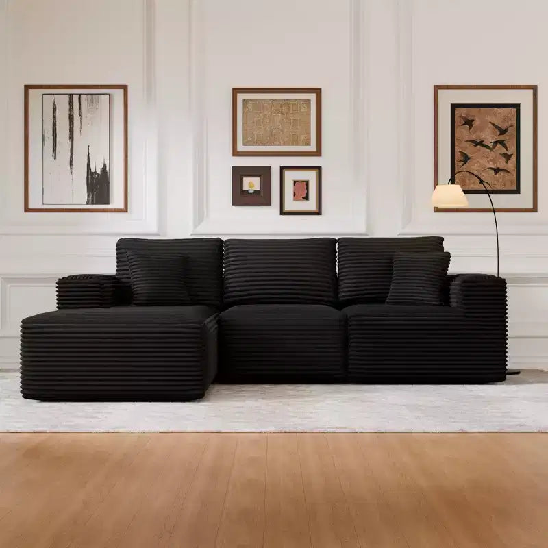 Modular Sectional Sofa with L-Shape Chaise Modern Upholstered Cloud Couches with Throw Pillows for Living Room Bedroom