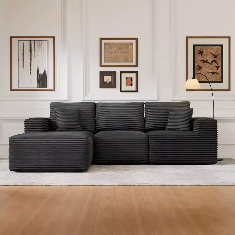 Modular Sectional Sofa with L-Shape Chaise Modern Upholstered Cloud Couches with Throw Pillows for Living Room Bedroom