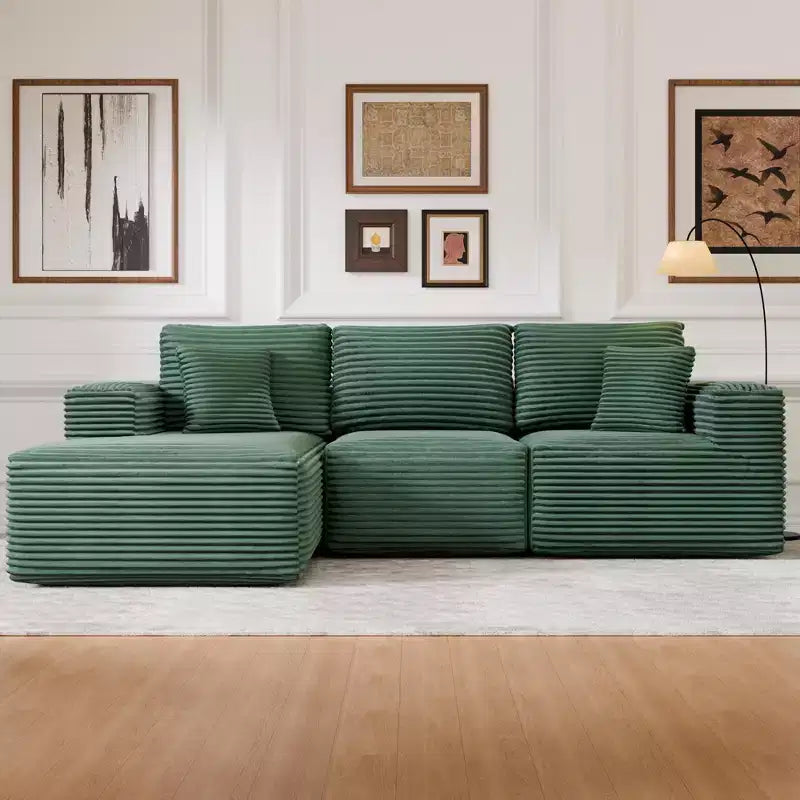 Modular Sectional Sofa with L-Shape Chaise Modern Upholstered Cloud Couches with Throw Pillows for Living Room Bedroom