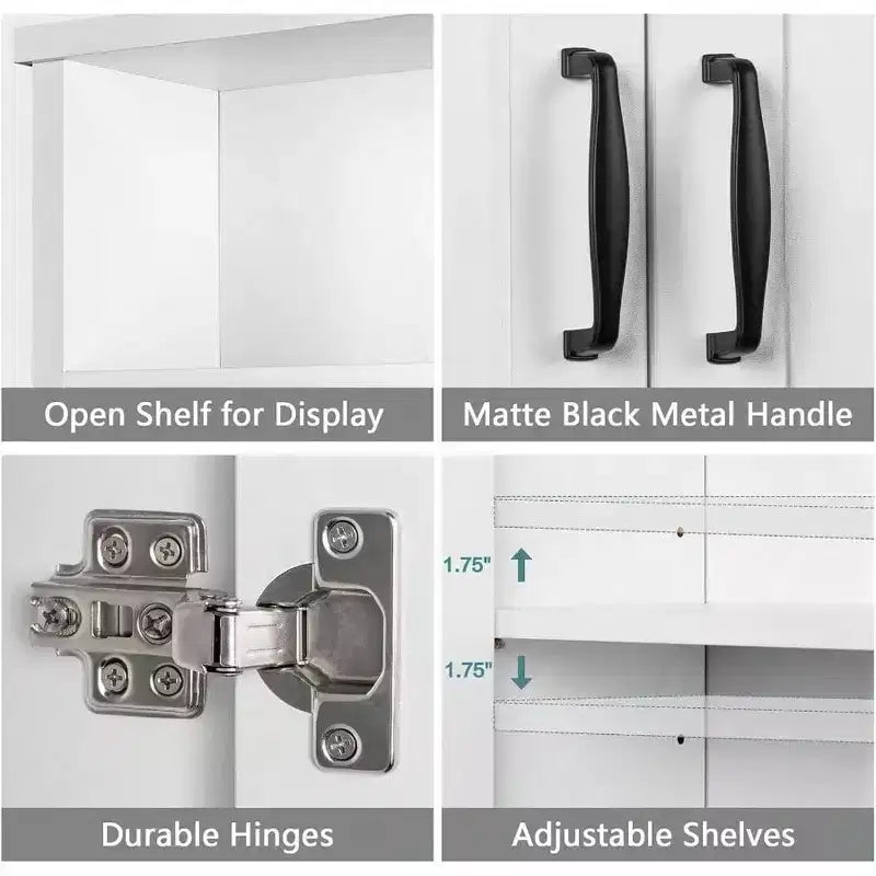 Over Toilet Storage Cabinet Space Saver Shelf White Bathroom Organizer with Adjustable Shelf and Double Doors