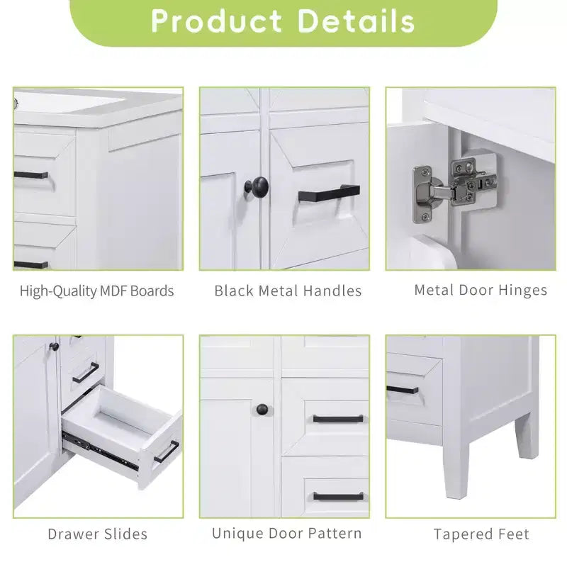 Bathroom Vanity without Sink Cabinet Base Solid Frame MDF Drawers Green
