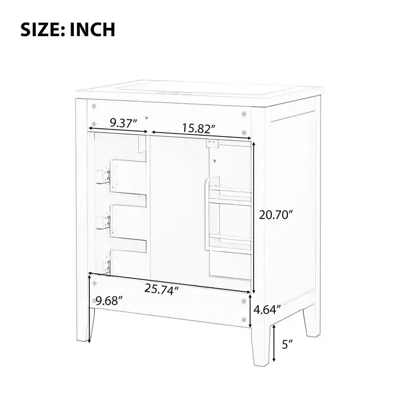 Bathroom Vanity without Sink Cabinet Base Solid Frame MDF Drawers Green