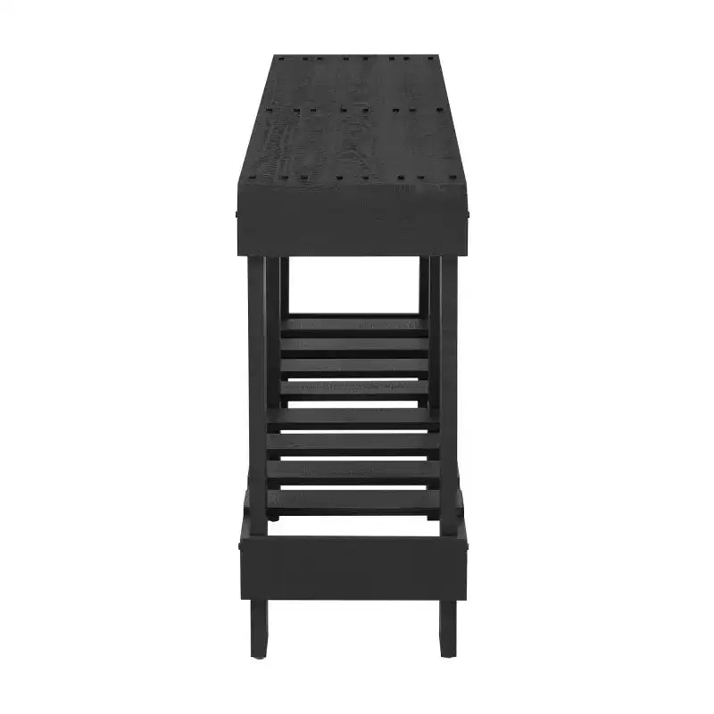 62.9 Farmhouse Entryway Console Table with Storage Shelf, Solid Fir Wood Hallway Table with Metal Rivet Accents for Living Room - Panipeachy