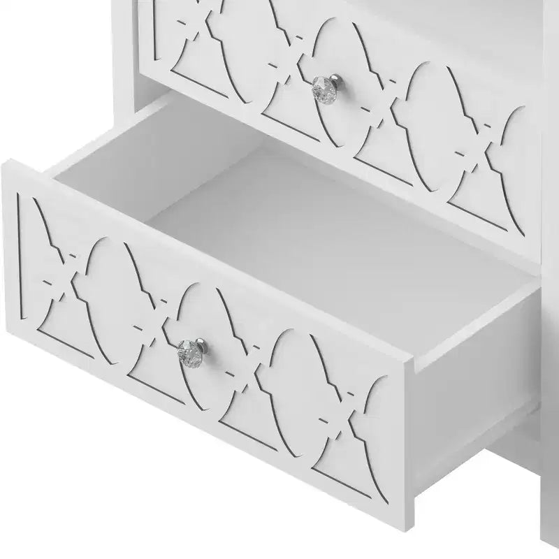 2-Drawer Nightstand with Open Shelf in White 22.8 W  15.7 D  26.8 H