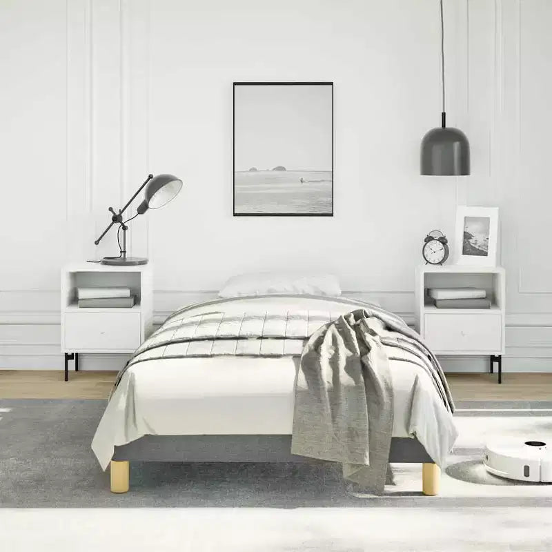 Bed Frame Dark Grey Polyester, Plywood, Engineered Wood Twin XL