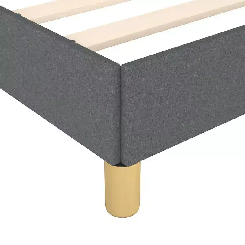 Bed Frame Dark Grey Polyester, Plywood, Engineered Wood Twin XL