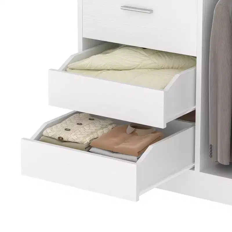 36-In Closet Organizer with Wood Drawers, Freestanding Closet System with Hanging Rods
