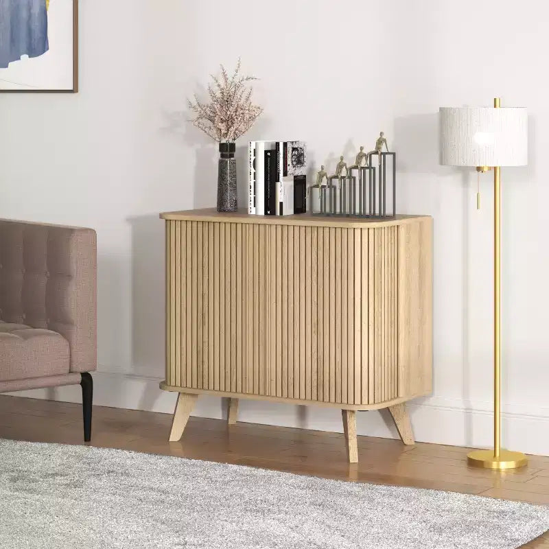 Fluted Door Sideboard Cabinet 27.6 W x 15.6 D x 27.8 H