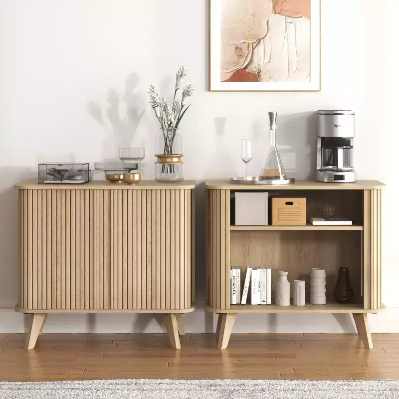 Fluted Door Sideboard Cabinet 27.6 W x 15.6 D x 27.8 H