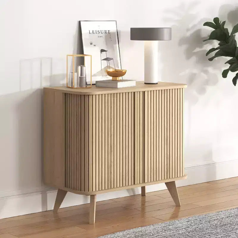 Fluted Door Sideboard Cabinet 27.6 W x 15.6 D x 27.8 H