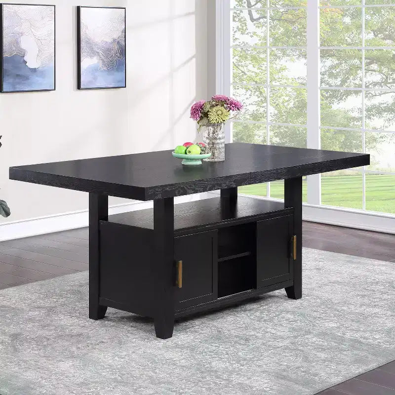 Counter Height Dining Table with Storage Rubbed Charcoal - Steve Silver Co.