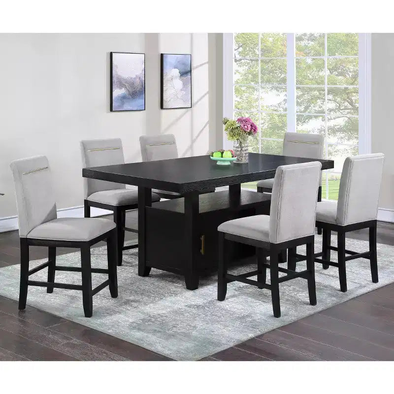 Counter Height Dining Table with Storage Rubbed Charcoal - Steve Silver Co.